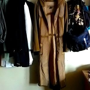 bdg long hooded coat size Large